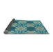 Thickness of Patterned Medium Turquoise Green Rug, pat2039lblu