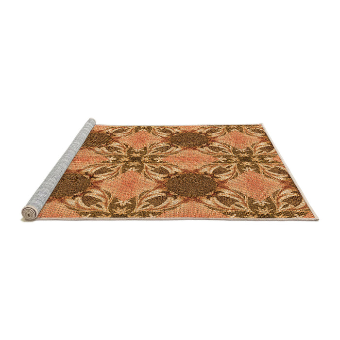 Sideview of Machine Washable Transitional Orange Rug, wshpat2039org