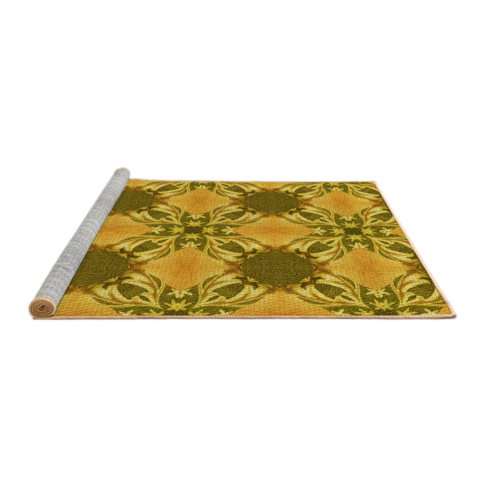 Sideview of Machine Washable Transitional Dark Bisque Brown Rug, wshpat2039yw