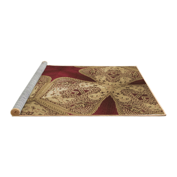 Sideview of Machine Washable Transitional Golden Gold Rug, wshpat2040brn