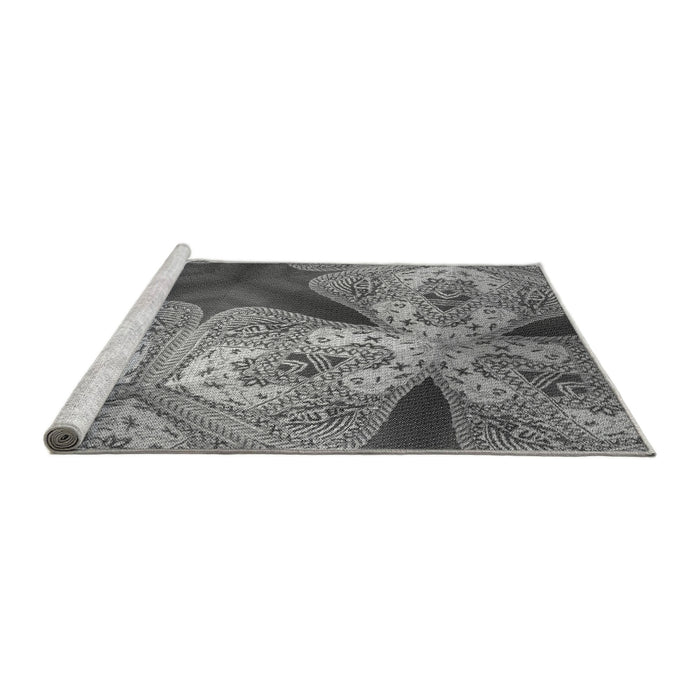 Sideview of Machine Washable Transitional Dark Gray Rug, wshpat2040gry