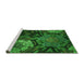 Sideview of Machine Washable Transitional Deep Emerald Green Rug, wshpat2041grn