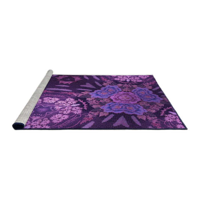 Sideview of Machine Washable Transitional Purple Rug, wshpat2041pur