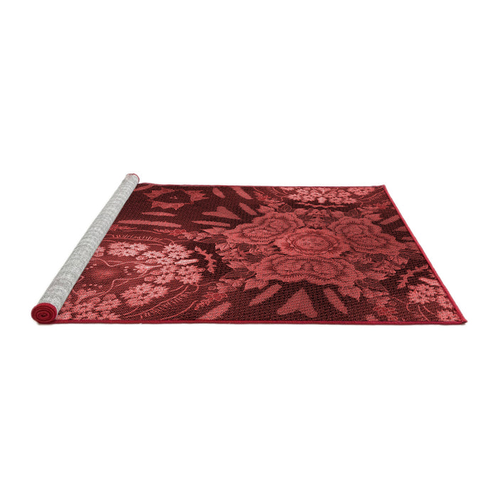 Sideview of Machine Washable Transitional Crimson Red Rug, wshpat2041rd
