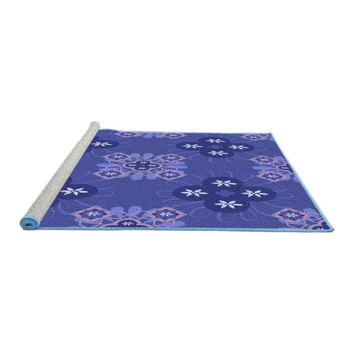 Sideview of Machine Washable Transitional Light Slate Blue Rug, wshpat2042blu