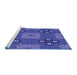 Sideview of Machine Washable Transitional Light Slate Blue Rug, wshpat2042blu