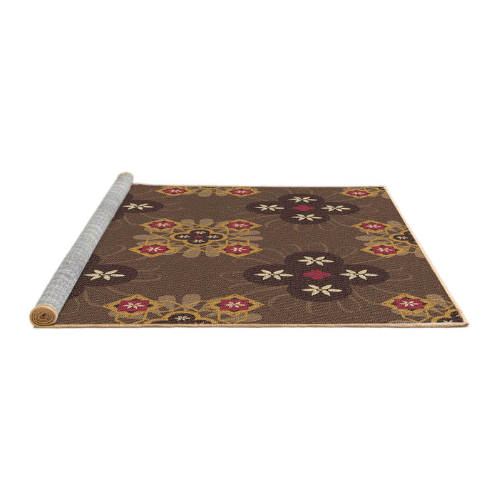Sideview of Machine Washable Transitional Red Brown Rug, wshpat2042brn