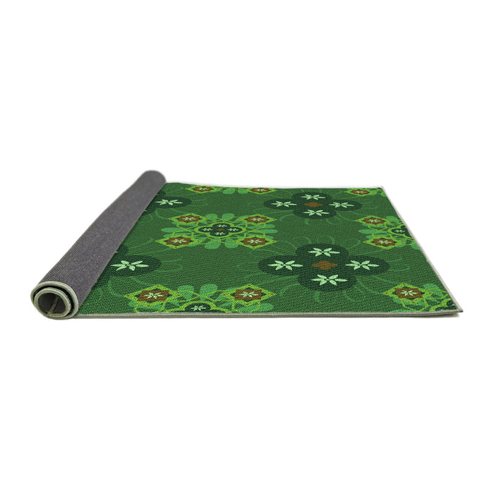 Thickness of Patterned Deep Emerald Green Rug, pat2042grn