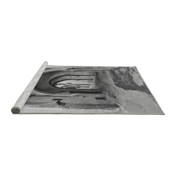 Sideview of Machine Washable Transitional Cloud Gray Rug, wshpat2043gry