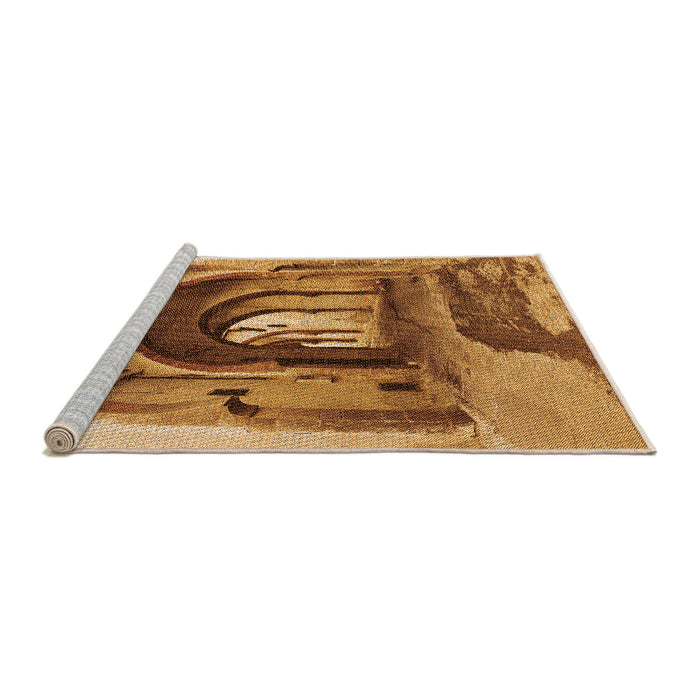 Sideview of Machine Washable Transitional Orange Rug, wshpat2043org