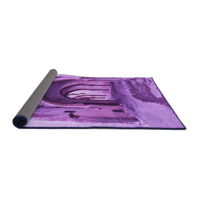 Thickness of Patterned Violet Purple Rug, pat2043pur