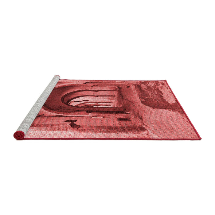 Sideview of Machine Washable Transitional Red Rug, wshpat2043rd
