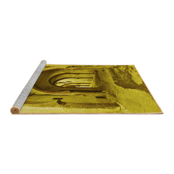 Sideview of Machine Washable Transitional Dark Bronze Brown Rug, wshpat2043yw