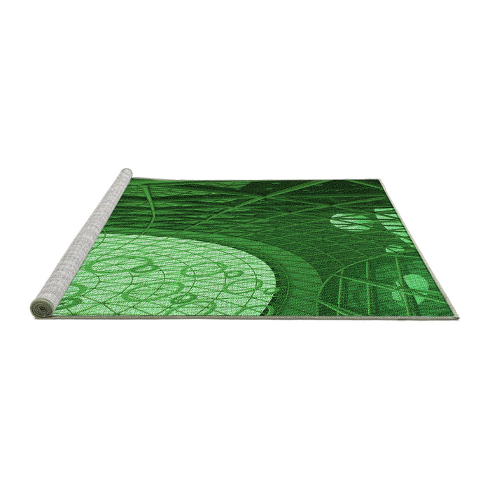 Sideview of Machine Washable Transitional Deep Emerald Green Rug, wshpat2044grn