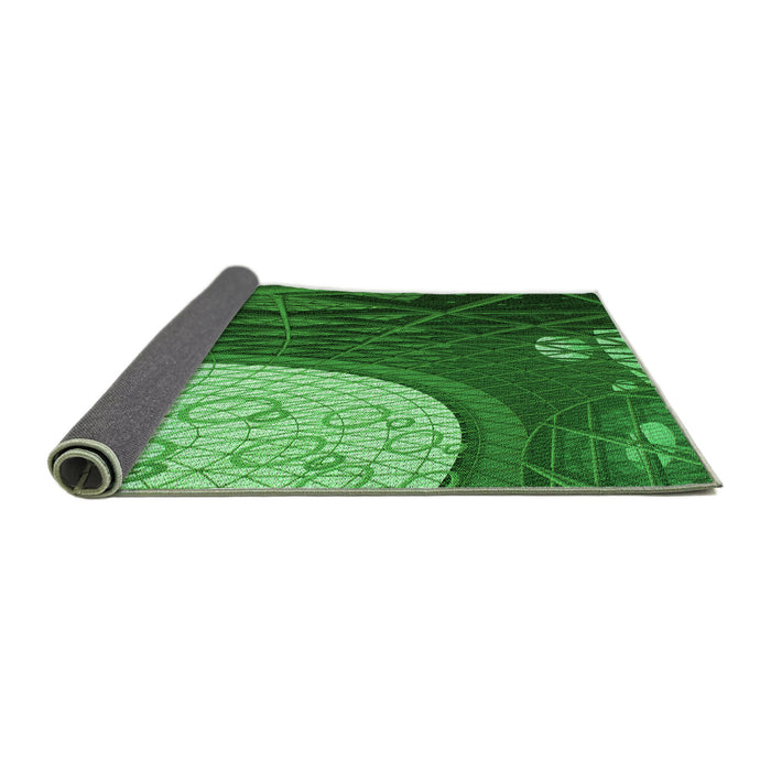 Thickness of Patterned Deep Emerald Green Rug, pat2044grn