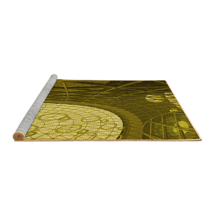 Sideview of Machine Washable Transitional Orange Gold Rug, wshpat2044yw