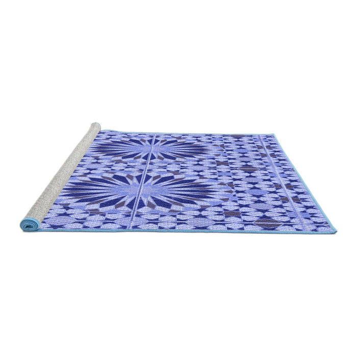 Sideview of Machine Washable Transitional Jeans Blue Rug, wshpat2045blu