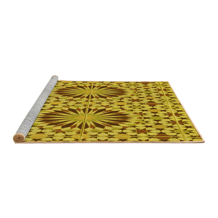 Sideview of Machine Washable Transitional Dark Bisque Brown Rug, wshpat2045yw