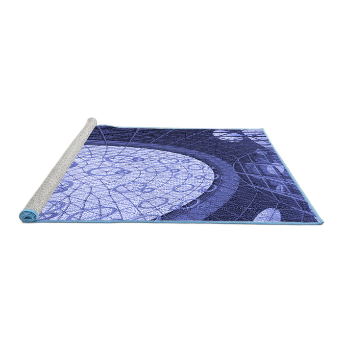 Sideview of Machine Washable Transitional Sky Blue Rug, wshpat2046blu