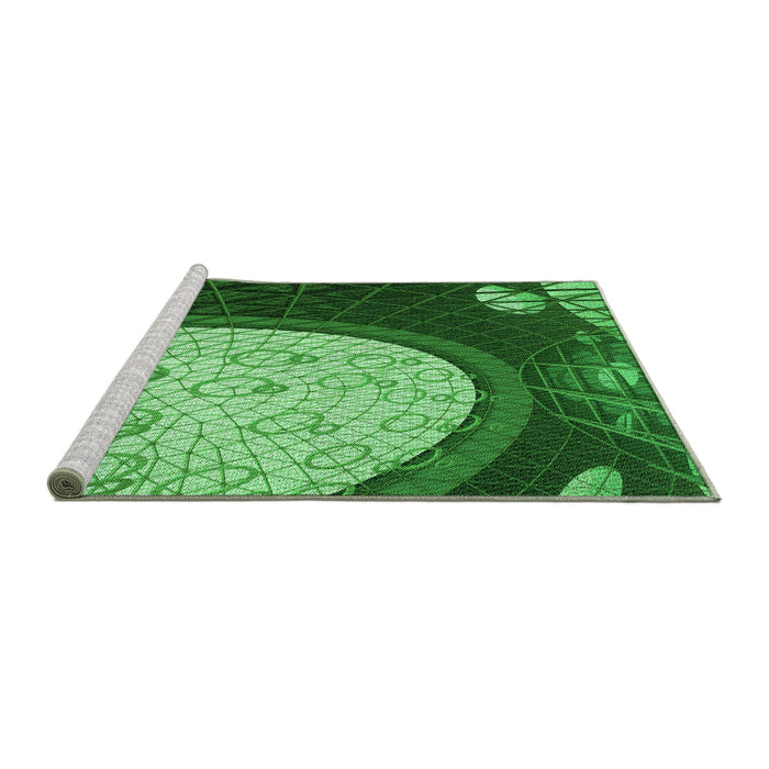Sideview of Machine Washable Transitional Deep Emerald Green Rug, wshpat2046grn