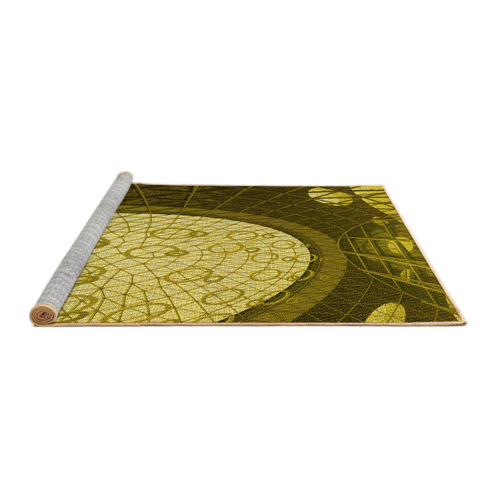 Sideview of Machine Washable Transitional Golden Brown Yellow Rug, wshpat2046yw