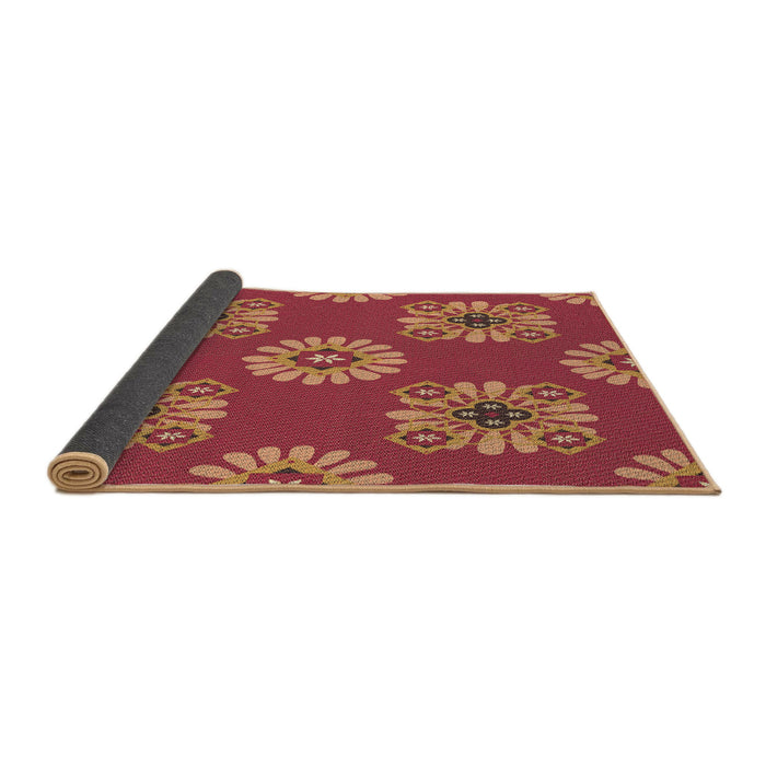 Thickness of Patterned Crimson Red Rug, pat2047brn