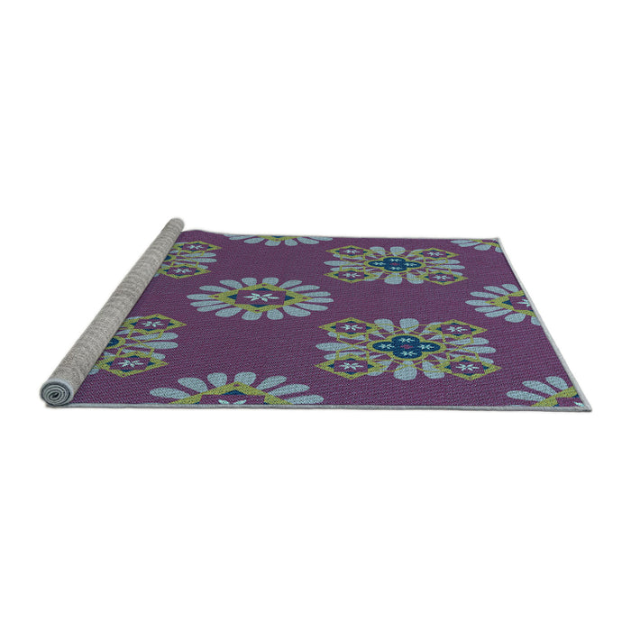 Sideview of Machine Washable Transitional Purple Rug, wshpat2047lblu