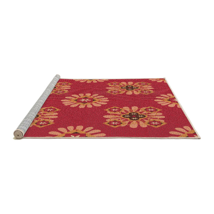 Sideview of Machine Washable Transitional Bright Orange Rug, wshpat2047org