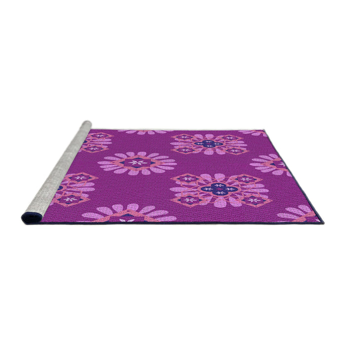 Sideview of Machine Washable Transitional Fuchsia Magenta Purple Rug, wshpat2047pur