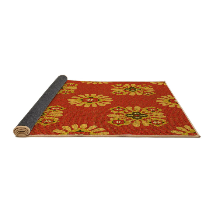Thickness of Patterned Neon Orange Rug, pat2047yw