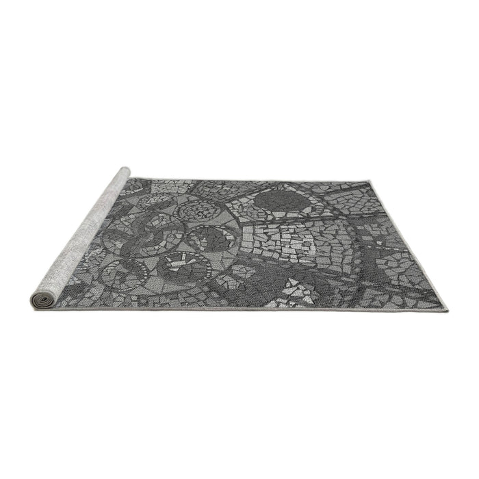 Sideview of Machine Washable Transitional Dark Gray Rug, wshpat2048gry