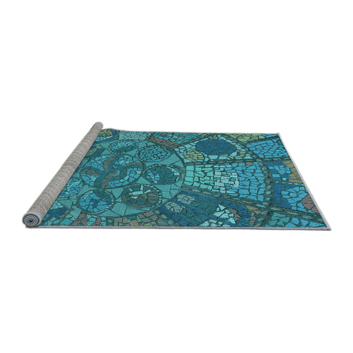 Sideview of Machine Washable Transitional Teal Green Rug, wshpat2048lblu