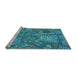 Sideview of Machine Washable Transitional Teal Green Rug, wshpat2048lblu