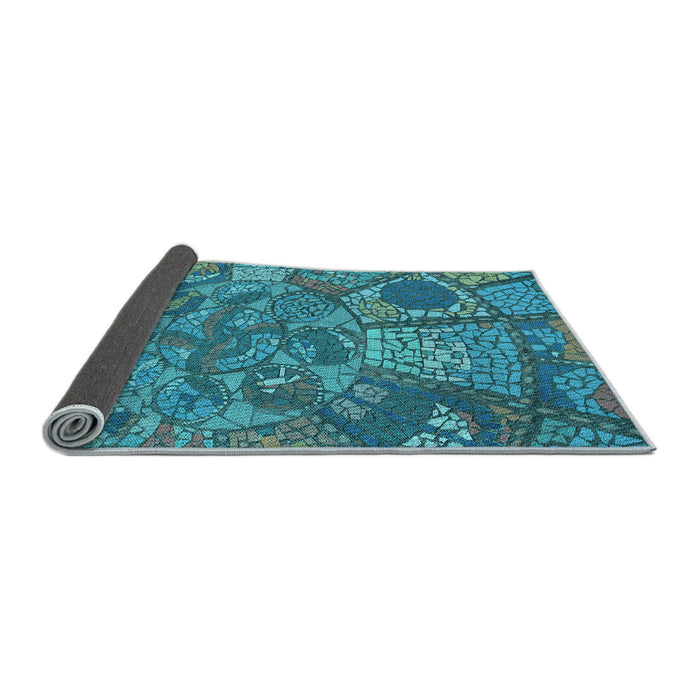 Thickness of Patterned Teal Green Rug, pat2048lblu