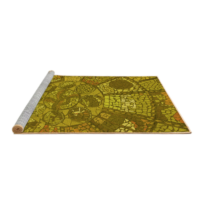 Sideview of Machine Washable Transitional Yellow Rug, wshpat2048yw