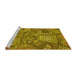 Sideview of Machine Washable Transitional Yellow Rug, wshpat2048yw