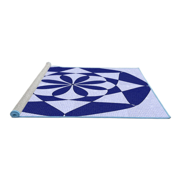 Sideview of Machine Washable Transitional Cobalt Blue Rug, wshpat2049blu