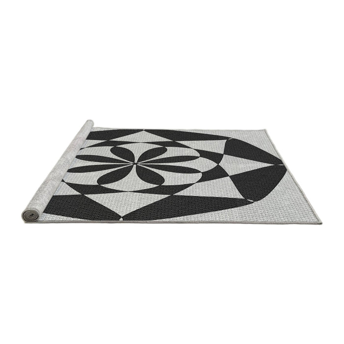 Sideview of Machine Washable Transitional Dark Gray Black Rug, wshpat2049gry