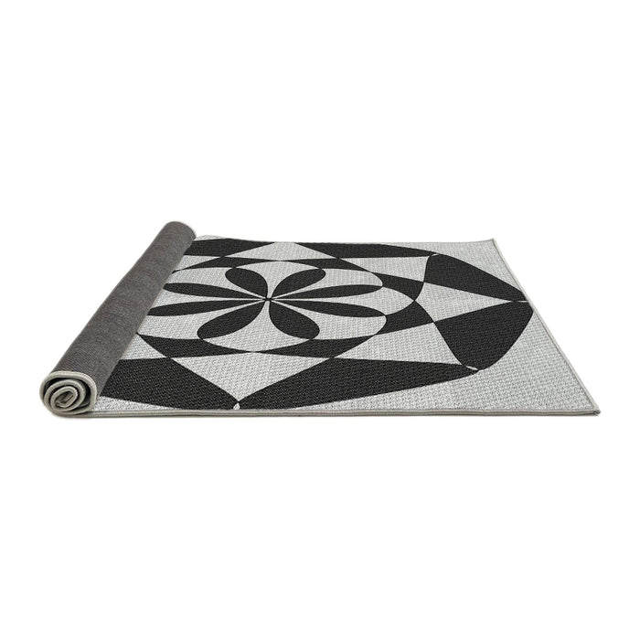 Thickness of Patterned Dark Gray Black Rug, pat2049gry