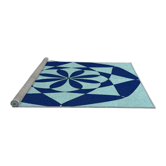 Sideview of Machine Washable Transitional Blueberry Blue Rug, wshpat2049lblu