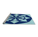 Sideview of Machine Washable Transitional Blueberry Blue Rug, wshpat2049lblu