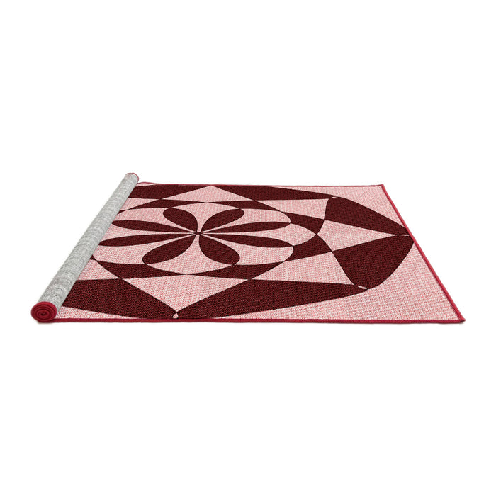 Sideview of Machine Washable Transitional Cranberry Red Rug, wshpat2049rd
