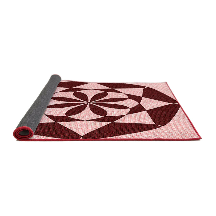 Thickness of Patterned Cranberry Red Rug, pat2049rd