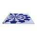 Sideview of Machine Washable Transitional Cobalt Blue Rug, wshpat2050blu