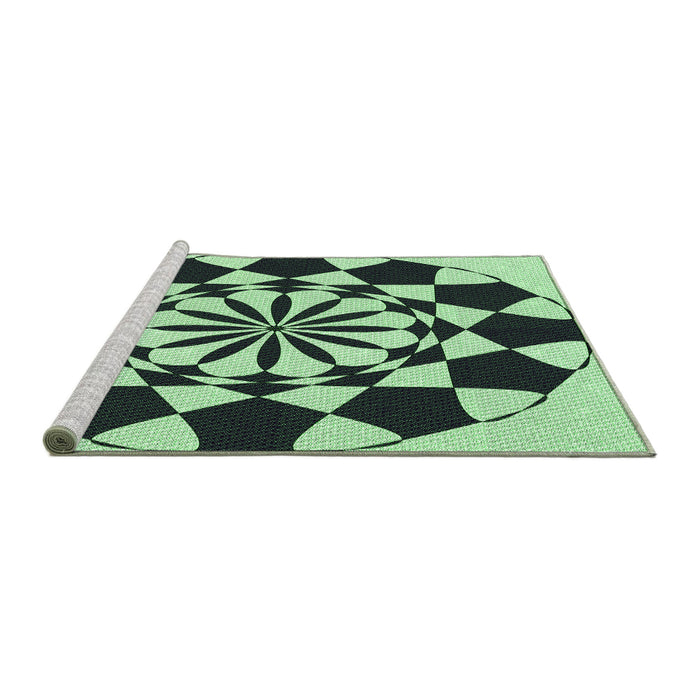 Sideview of Machine Washable Transitional Dark Slate Grey Green Rug, wshpat2050grn