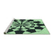 Sideview of Machine Washable Transitional Dark Slate Grey Green Rug, wshpat2050grn