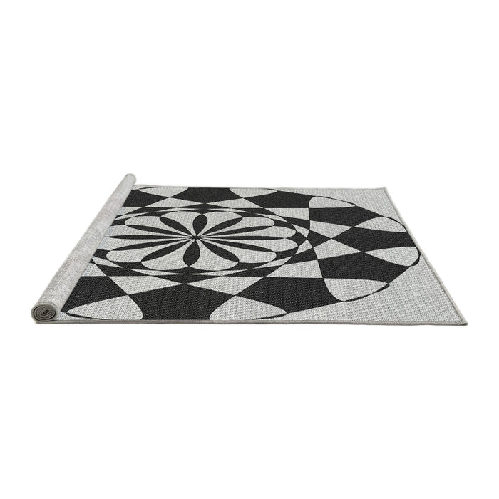 Sideview of Machine Washable Transitional Black Rug, wshpat2050gry