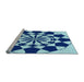 Sideview of Machine Washable Transitional Blueberry Blue Rug, wshpat2050lblu