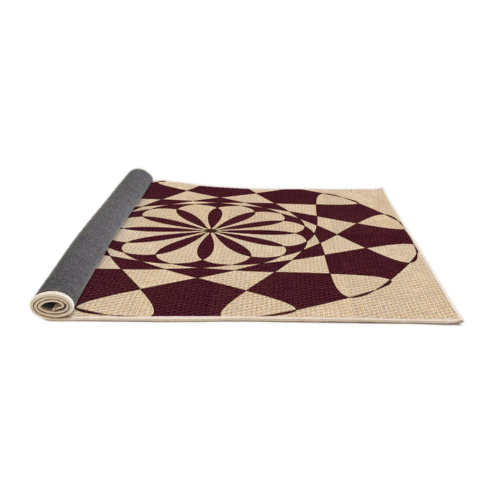 Thickness of Patterned Deep Peach Orange Rug, pat2050org