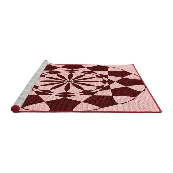 Sideview of Machine Washable Transitional Saffron Red Rug, wshpat2050rd